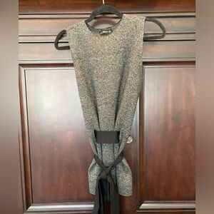 Zara Unique Chic Gray Sleeveless Top with Black Wrap Belt